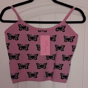 Novelle Pink Knit Butterfly Cami